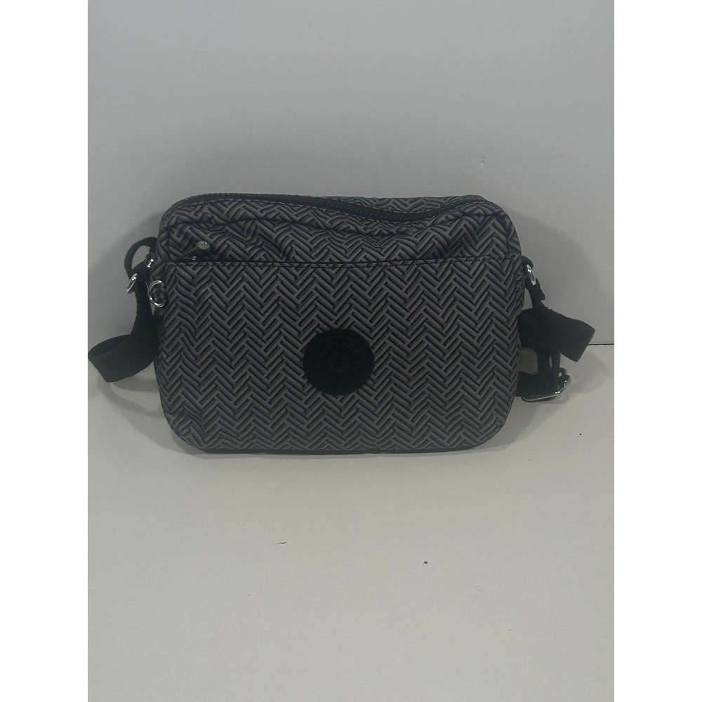 Kipling Grey Black Herringbone Crossbody Bag Adjustable Strap KI9338-R9D